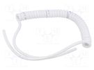 Wire: coiled; 5x0.15mm2; unshielded; PUR; white; 300V; 0.2m; 0.8m SIMECH