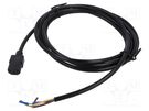 Cable; 3x18AWG; IEC C13 female,wires; PVC; 3m; black; 10A; 250V Qualtek Electronics
