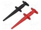 Clip-on probe; hook type; 5A; black,red; 4mm; L: 126mm; 2pcs. CAL TEST