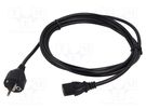 Cable; 3x1mm2; CEE 7/7 (E/F) plug,IEC C13 female; PVC; 3m; black Qualtek Electronics