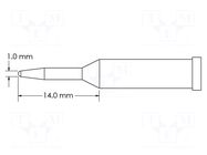 Tip; conical,elongated; 1mm; for soldering station METCAL