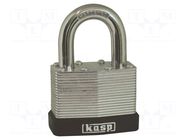 Padlock; shackle; stainless steel; Protection: low (level 4) KASP