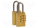 Padlock; shackle; Application: cabinets,bags,cases; brass; A: 20mm KASP