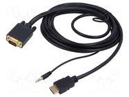 Cable; D-Sub 15pin HD plug,HDMI plug,Jack 3.5mm 3pin plug GEMBIRD