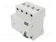 RCD breaker; Inom: 63A; Ires: 30mA; Poles: 3+N; 230/400VAC; IP20 SIEMENS