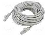 Patch cord; U/UTP; Cat: 5e; RJ45 plug,both sides; CCA; 10m; grey ART