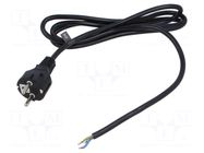 Cable; 3x0.75mm2; CEE 7/7 (E/F) plug,wires; PVC; 1.8m; black; 10A POS