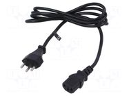 Cable; 3x0.75mm2; IEC C13 female,SEV-1011 (J) plug; PVC; 1.8m POS
