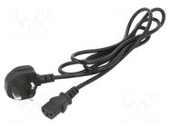 Cable; 3x0.75mm2; BS 1363 (G) plug,IEC C13 female; PVC; 1.8m POS