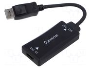 Adapter; DisplayPort plug,HDMI socket; 4K,UHD 2160p; 150mm GEMBIRD