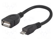 Cable; OTG,USB 2.0; USB A socket,USB B micro plug; 0.15m; black NATEC