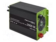 Converter: DC/AC; 12VDC; 230VAC; 220x350x145mm; Input: wires; 87% QOLTEC