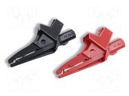 Crocodile clip; 20A; black,red; Grip capac: max.24mm; L: 90mm CAL TEST