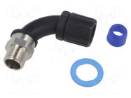 90° angled connector; nickel-plated brass,polyamide; HelaGuard HELLERMANNTYTON