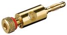 Banana Plug with Screw Connection, red - gold-plated, 4 mm, red coloured ring