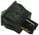 ROCKER SWITCH, SPST, BLACK/GREEN