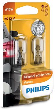 Spuldze 12V 16W W2.1x9.5d, PHILIPS, 2gab