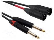 Cable; Jack 6,3mm plug x2,XLR male 3pin x2; 0.5m; black; PVC REDS MUSIC