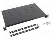Shelf; 1U; black; Standard: 19"; rack shelf LANBERG