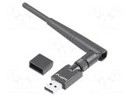 PC extension card: WiFi network; USB A plug; USB 2.0; black LANBERG