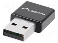 PC extension card: WiFi network; USB A plug; USB 2.0; black LANBERG