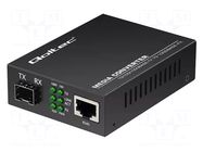 Converter RJ45-SFP; DC socket,RJ45 socket,SFP x1; black; metal QOLTEC