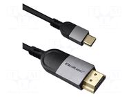 Cable; HDMI plug,USB C plug; PVC; 2m; black; 32AWG; 18Gbps QOLTEC