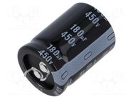 Capacitor: electrolytic; SNAP-IN; 180uF; 450VDC; Ø25x35mm; ±20% NICHICON