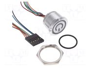 Switch: capacitive; Pos: 2; SPST; 1A/24VDC; IP68; OFF-(ON); RGB TE Connectivity