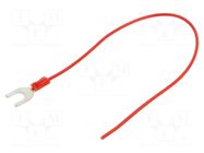 Cable with crimped terminals; H05V-K; 0.5mm2; red; 250mm; fork CHEVAL