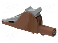 Crocodile clip; 36A; brown; Grip capac: max.40mm; Socket size: 4mm ELECTRO-PJP