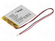 Re-battery: Li-Po; 3.7V; 400mAh; cables,plug MOLEX MX-51021-0200 AKYGA BATTERY