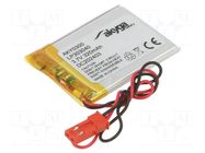 Re-battery: Li-Po; 3.7V; 320mAh; cables,JST SYP-02T-1 socket AKYGA BATTERY