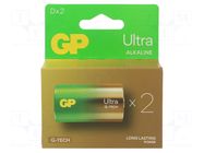 Battery: alkaline; D; 1.5V; non-rechargeable; 2pcs; ULTRA G-TECH GP