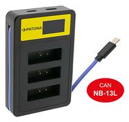 PATONA Smart Triple LCD USB Charger for Canon NB-13L PowerShot G5 X G5X G7 X G7 X Mark II G7X G9 X G9X, PATONA