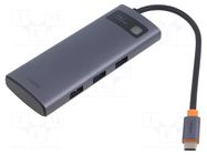 Hub USB; grey; Number of ports: 7; aluminium BASEUS
