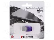 Pendrive; USB 3.2 Gen 1; 64GB; R: 200MB/s; violet; USB A,USB C KINGSTON TECHNOLOGY