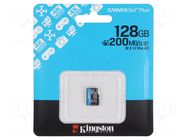 Memory card; microSDXC; R: 170MB/s; W: 90MB/s; Class 10 UHS I U3 KINGSTON TECHNOLOGY