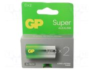 Battery: alkaline; C; 1.5V; non-rechargeable; Ø26.2x50mm; 2pcs. GP