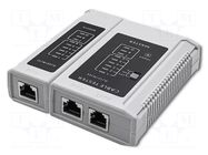 Tester: LAN wiring; LED; RJ12,RJ45; 140x125x30mm QOLTEC