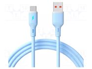 Cable; USB 2.0; USB A plug,USB C plug; nickel plated; 1m; blue; Cu AKYGA