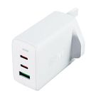 Acefast charger GaN 65W 3 ports (1xUSB, 2xUSB C PD) UK plug white (A44), Acefast