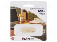 Pendrive; USB 3.2 Gen 1; 512GB; R: 220MB/s; W: 100MB/s; golden KINGSTON TECHNOLOGY