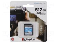 Memory card; microSDXC; R: 170MB/s; W: 90MB/s; Class 10 UHS I U3 KINGSTON TECHNOLOGY