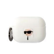 Karl Lagerfeld KLAP2RUNIKH AirPods Pro 2 cover white/white Silicone Karl Head 3D, Karl Lagerfeld