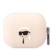 Karl Lagerfeld KLAPRUNIKP AirPods Pro cover pink/pink Silicone Karl Head 3D, Karl Lagerfeld