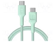 Cable; USB 2.0; USB C plug,both sides; 1.2m; green; 480Mbps; 100W GREEN CELL