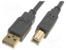 Cable; USB 2.0; USB A plug,USB B plug; gold-plated; 3m; grey BQ CABLE