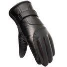 Men's insulated PU leather phone gloves - black, Hurtel