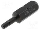 Screwdriver bit; hex key; HEX 2,5mm; Overall len: 25mm C.K